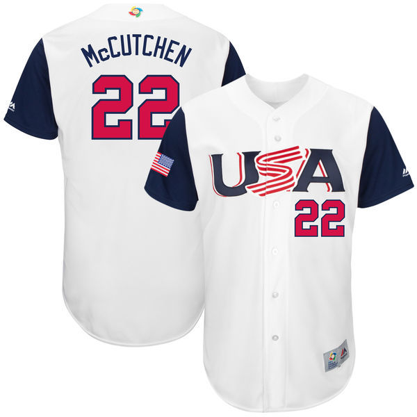 customized Men USA Baseball #22 Andrew McCutchen White 2017 World Baseball Classic Authentic Jersey